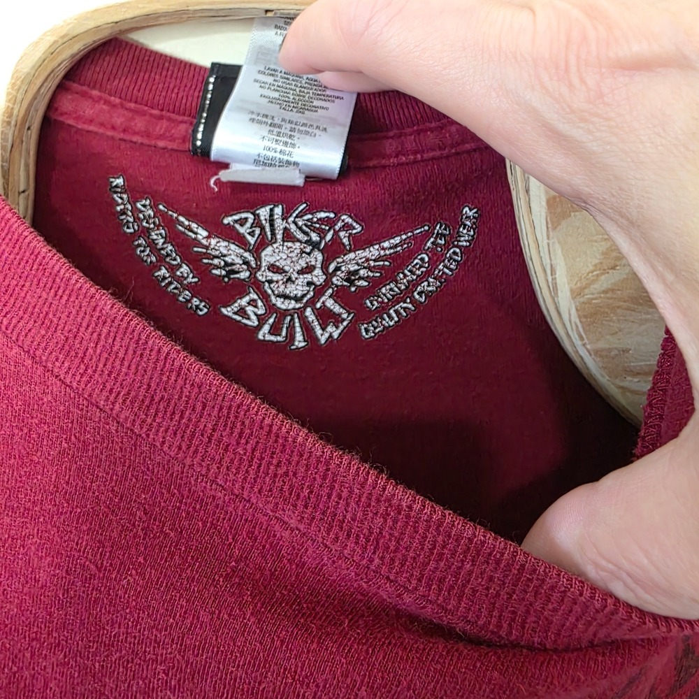 Harley Davidson T-Shirt Mens 2XL Maroon Skull Flame Bald Eagle Marquette MI 2012 - Picture 5 of 11